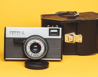 Smena SL camera Collectible Soviet Russian camera Lomography Camera 35mm Photo Original leather case Gift for photographer Retro photo decor