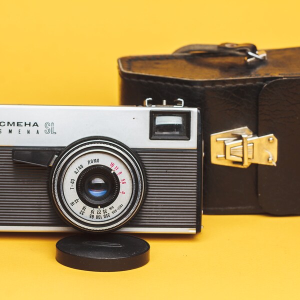Smena SL camera Collectible Soviet Russian camera Lomography Camera 35mm Photo Original leather case Gift for photographer Retro photo decor