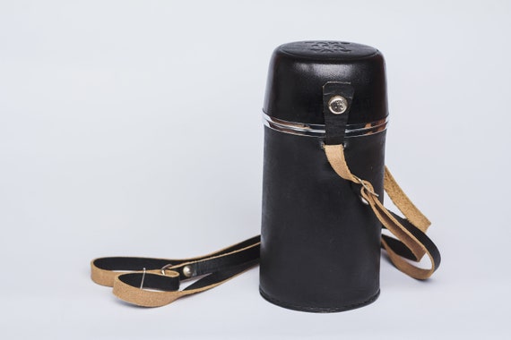 Vintage Black Leather Case Thermos Hunting Tamron Nikon Nikkor
