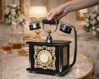 Vintage Black Rotary Phone - 1984s USSR Retro Decor