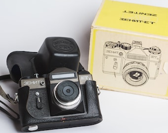 Vintage camera Zenit ET Rangefinder film camera Lens Christmas Gift for photographer him Home decor photo prop Soviet camera