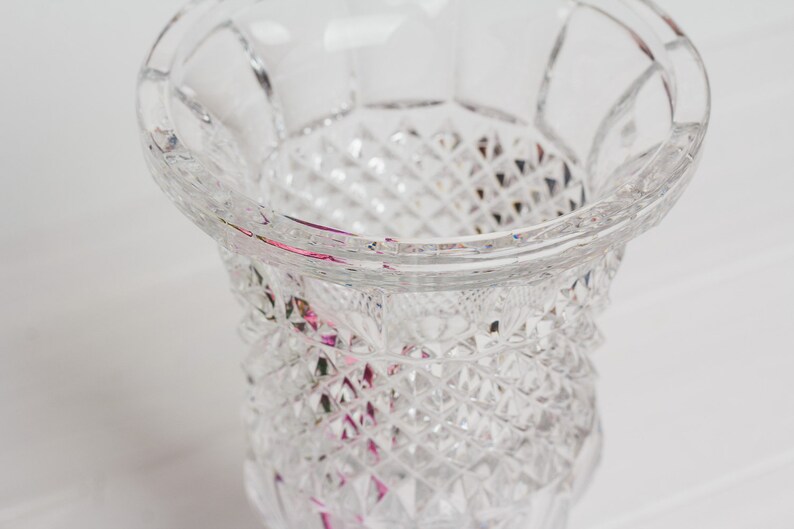 Depression crystal flower vase Red gift for wife vintage High Tall floral Home decor colored glassware Housewarming gift for woman vase