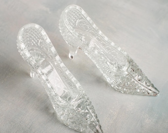 2 Décorations Chaussures Cendrillon En Acrylique - Ornements Brillants Pour Maison, Mariage, Fête - Taille Moyenne 12,8 Cm