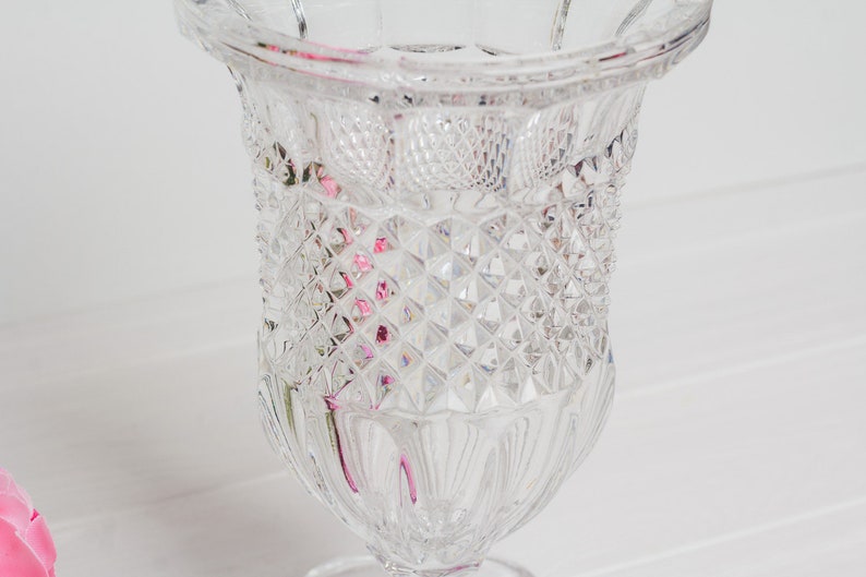 Depression crystal flower vase Red gift for wife vintage High Tall floral Home decor colored glassware Housewarming gift for woman vase