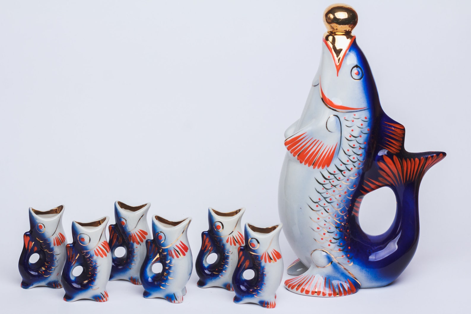 Fish Decanter Soviet Drinking Set Porcelain fish Carafe Vodka Etsy