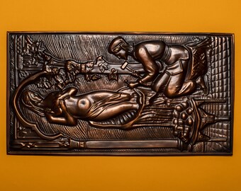 Metal Wall Art Vintage 3D Hammered Copper Embossed Picture Metal