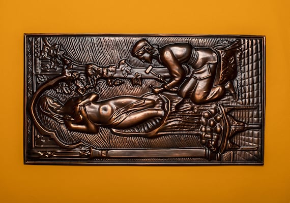 Metal Wall Art Vintage 3D Hammered Copper Embossed Picture Metal