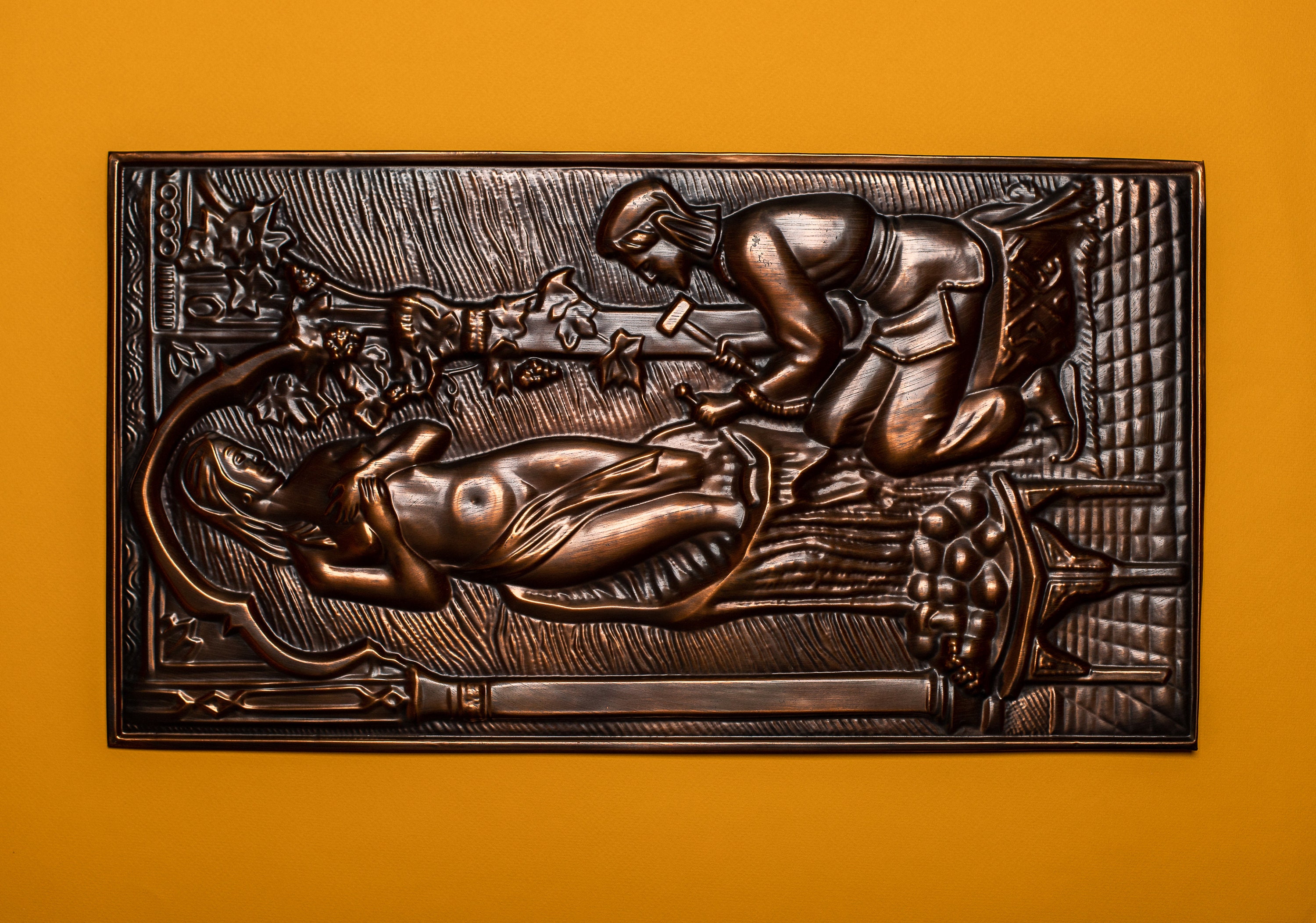 Metal Wall Art Vintage 3D Hammered Copper Embossed Picture Metal