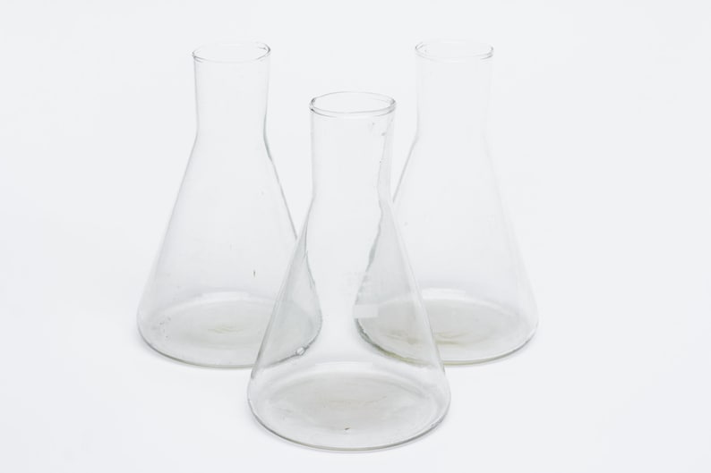 Cone Flask 250ml Set of 3 Chemical Glass Apothecary Cabinet Decor ...