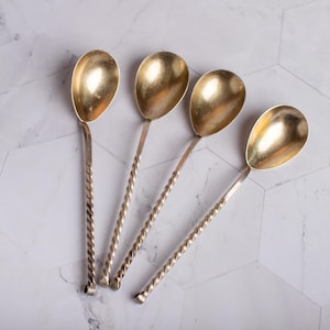 Set of 4 Vintage tea spoons Vintage cutlery Gift kitchenware Retro Coffee Tea Dessert Spoons Gift for Housewarming for collectors