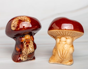 Vintage Ceramic Mushroom Salt and Pepper Shakers, Kitchen Decor