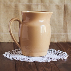 Drink pitcher Rustic fall home decor Beige Wabi sabi ceramic jug Vintage milk pitcher Ukrainian pottery Housewarming gift Lemonade pot