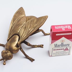 Vintage Tobacciana Ashtray brass smoke decor fly insect wasp Hollywood regency Gift for smoker Trinket box flip top Metal House fly ashtray
