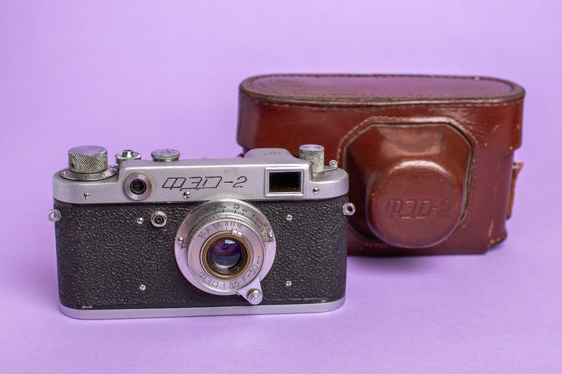Fed 2 camera Rangefinder film camera Lens Industar f3.5 50mm lens M39 Gift for him Vintage camera Gift for photographer image 2