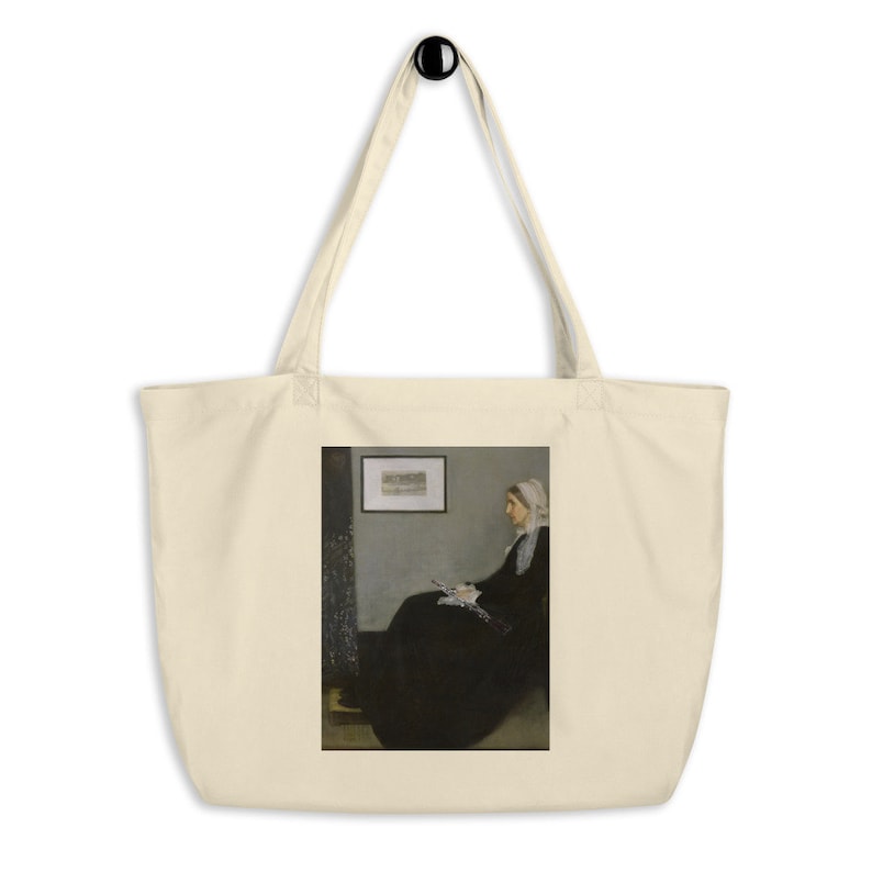 Whistler\u2019s Mother with oboe Large organic tote bag