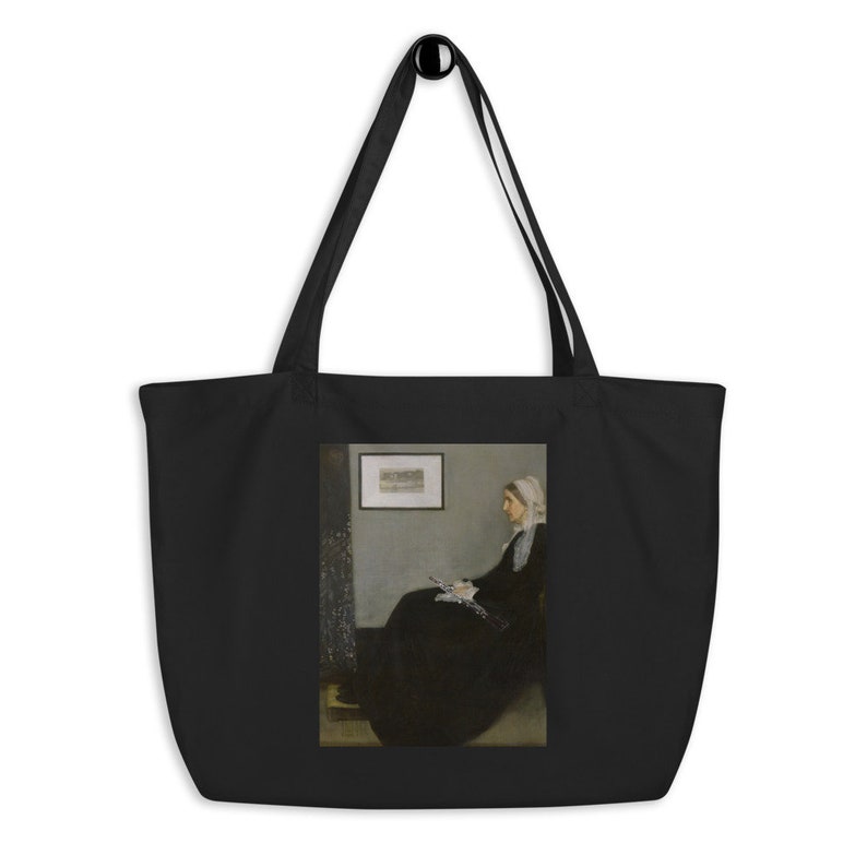 Whistler\u2019s Mother with oboe Large organic tote bag