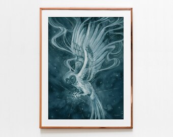 Celestial Owl Art Print - Star Thief