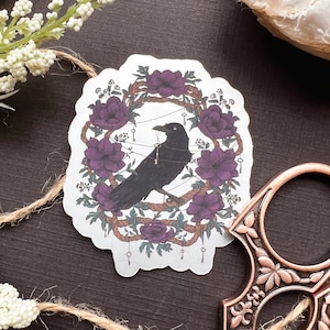 Gothic Helebore and Raven Matte Vinyl Sticker