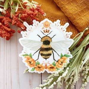 Sunshine Bumble Bee Vinyl Sticker Daytime, Sunflower, Honey Bee image 1