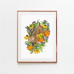 Jackalope Wildflower Florals Cryptid Art