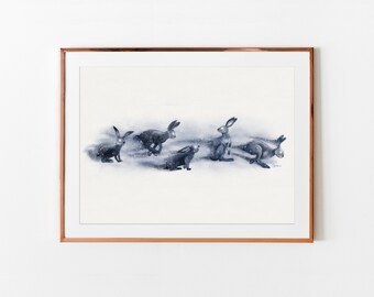 Celestial Rabbits Art Print