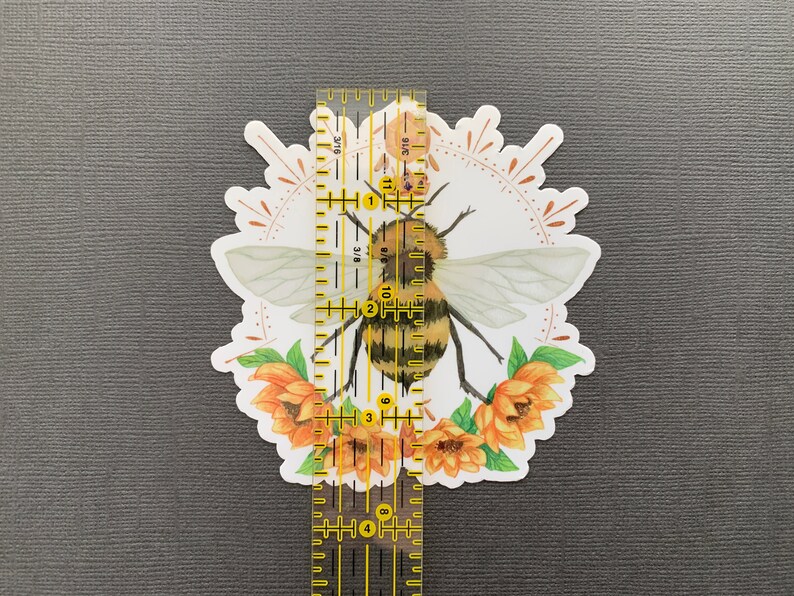 Sunshine Bumble Bee Vinyl Sticker Daytime, Sunflower, Honey Bee image 6
