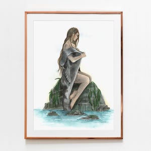 Selkie Mermay Folklore Fine Art Print - Scottish Folklore, Fairytale Art