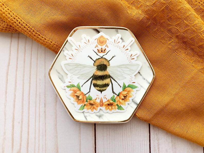 Sunshine Bumble Bee Vinyl Sticker Daytime, Sunflower, Honey Bee image 4