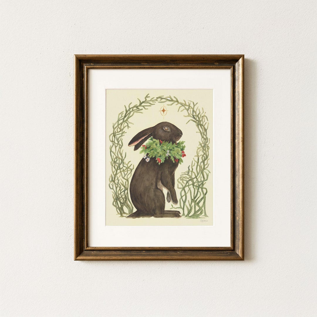 Whimsical Rabbit Fine Art Print - Irish Folklore, Black Rabbits of Hy ...