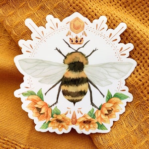 Sunshine Bumble Bee Vinyl Sticker Daytime, Sunflower, Honey Bee image 2