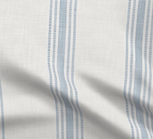 French Blue-grey Grey Grainsack Stripe - Faux Roman Shade Window Treatment Bedroom Kitchen Dining Office Bath