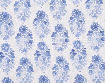 Small Geometric Floral -  Blue Light Grey White  - Faux Roman Shade Valance Window Treatment Bedroom Kitchen Dining Room Office
