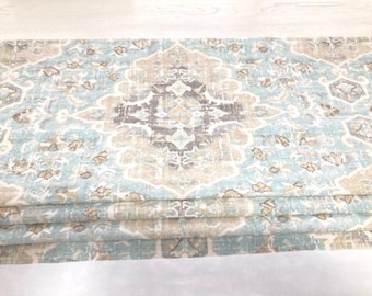 Medallion - Grey Yellow Aqua - Faux Roman Shade Valance Window Treatment Bedroom Bathroom Kitchen Dining Office