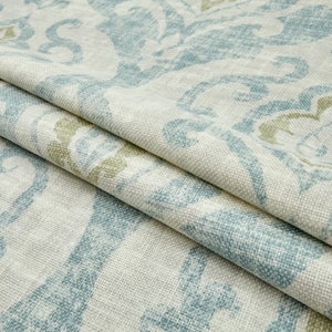 Pretty Medallion!  Distressed Teal Blue Sage Green Dove Grey - Faux Roman Shade Valance Window Treatment Living Kitchen Bedroom