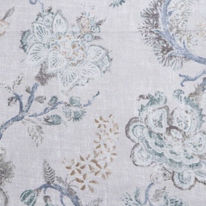 Pretty Jacobean Floral!  Blue Teal Grey Saffron - Faux Roman Shade Valance Window Treatment Bedroom Living Kitchen