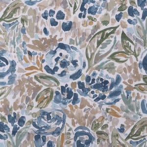 Floral - Navy Light Blue Grey Olive Rust White - Faux Roman Shade Window Treatment Bedroom Bathroom Living Kitchen Dining Office
