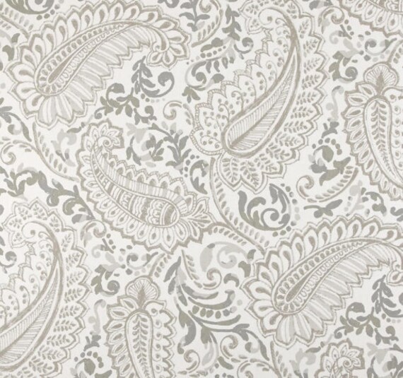 Tie Valance Grey Stone Or Ecru White Paisley Window Treatment Etsy