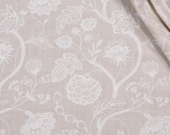 Embroidered Floral - Ecru White - Faux Roman Shade Valance Window Treatment Bedroom Kitchen Dining Living Room Office
