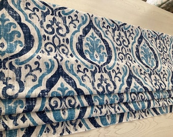 Pretty Medallion!  Sapphire Blue Grey - Faux Roman Shade Valance Window Treatment Living Bedroom Bath Kitchen Dining Office