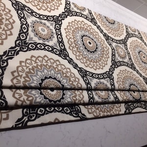 Medallion Black Grey Gold  Ivory Faux Roman Shade Window Treatment Bedroom Bathroom Living Kitchen Dining  Office