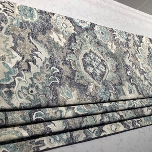 Pretty Medallion!  Sage Green Teal  - Faux Roman Shade Window Treatment Dining Living Bedroom Kitchen Bathroom