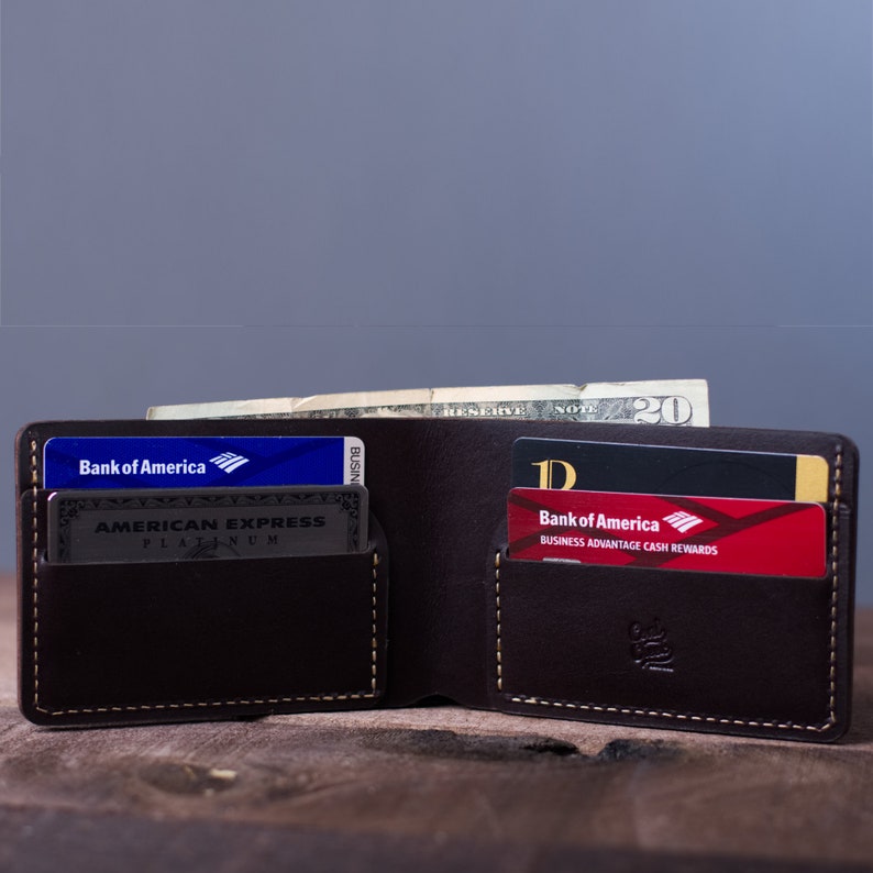 Men S Leather Billfold Wallet Wickett Craig Full Grain Leather Bifold Personalized Card Wallet Slim Wallet Front Pocket - 