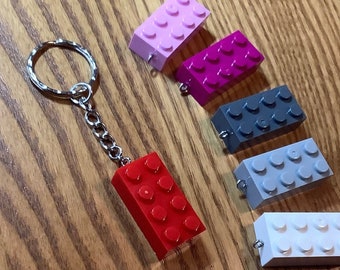 Building block keyring, retro keyring, plastic brick keyring, plastic brick keychain, not real Lego, big kid gift, nostalgic childhood toy