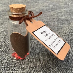 3rd Leather Wedding Anniversary, Miniature Brown Leather Heart Keepsake, Card Alternative, Personalised Gift