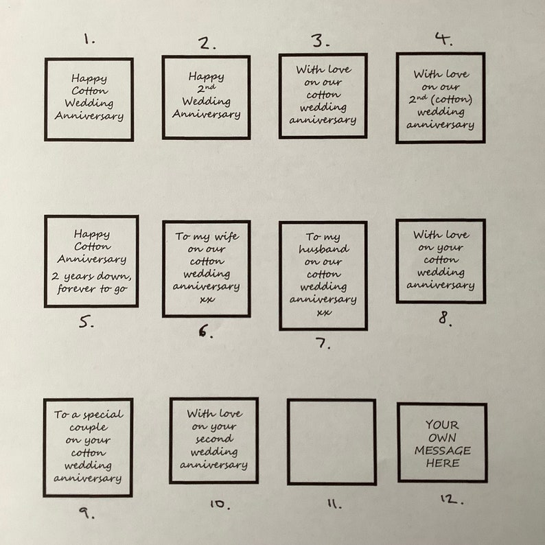 Cotton wedding anniversary, 2nd wedding anniversary, on our cotton anniversary, customisable cotton wedding gift, 2 years married image 8