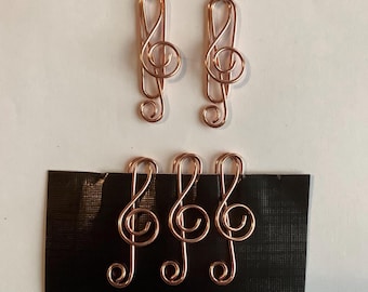 Treble clef paperclips, set of 5, music stationery, novelty paperclips,music bookmark, stocking filler/school/home/office/study/scrapbooking