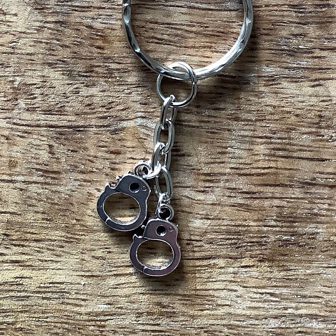Handcuff keyring, Handcuff charm keyring, handcuff keychain, handcuff bag accessory, handcuff