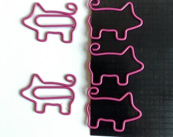 Pig paperclips, set of 5, pink pig, pig stationery, cute piggy, stocking filler, bookmark, school/home/office/study/scrapbooking