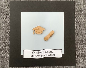 Personalised graduation card, congratulations on your graduation, so proud of you, university graduate, completed your degree, well done.