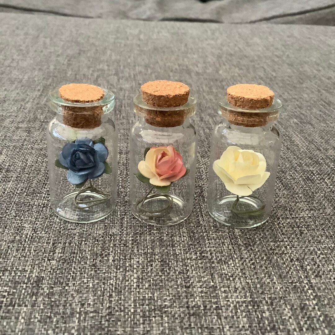 Sale Set of 3 Mini Rose Bottles, Valentine Gift, Birthday, Mothers Day